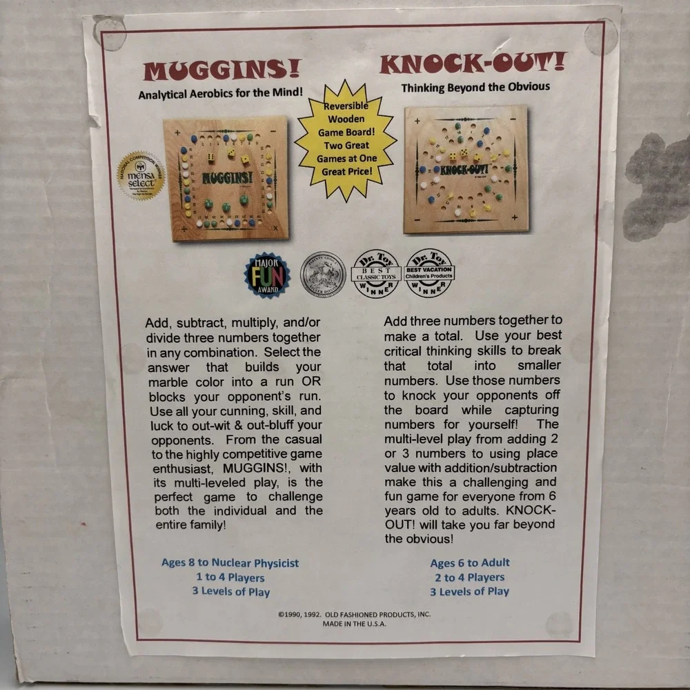 Muggins Knock-Out Math Game Mensa Analytical‎ Aerobics Critical Thinking Skills